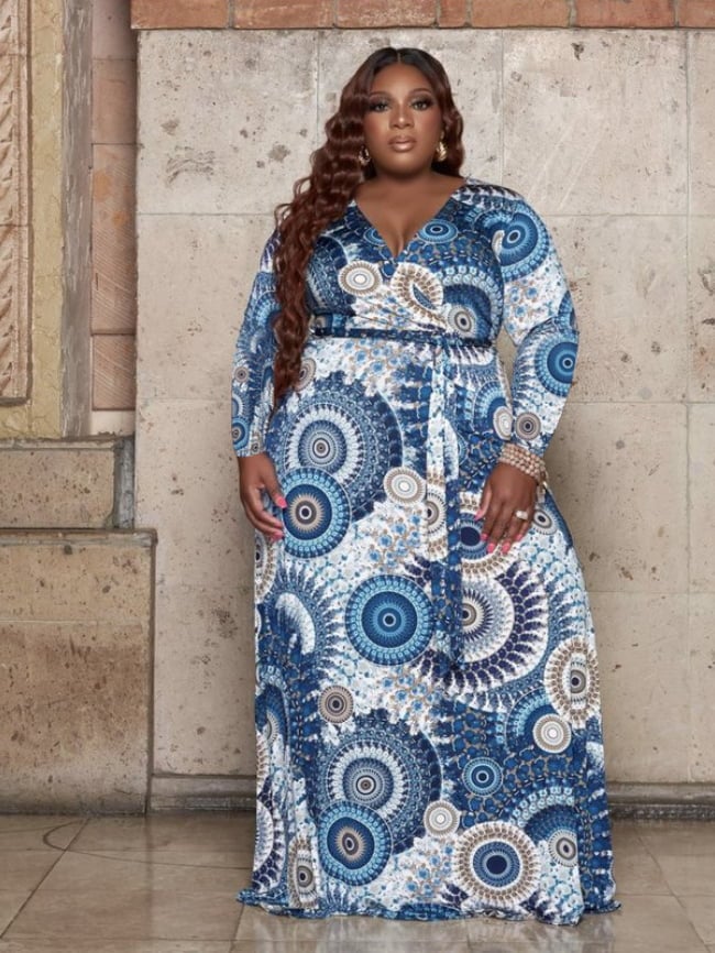 Plus leopard print ethnic print dress