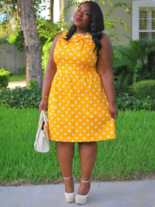 Plus retro polka dot bow dress